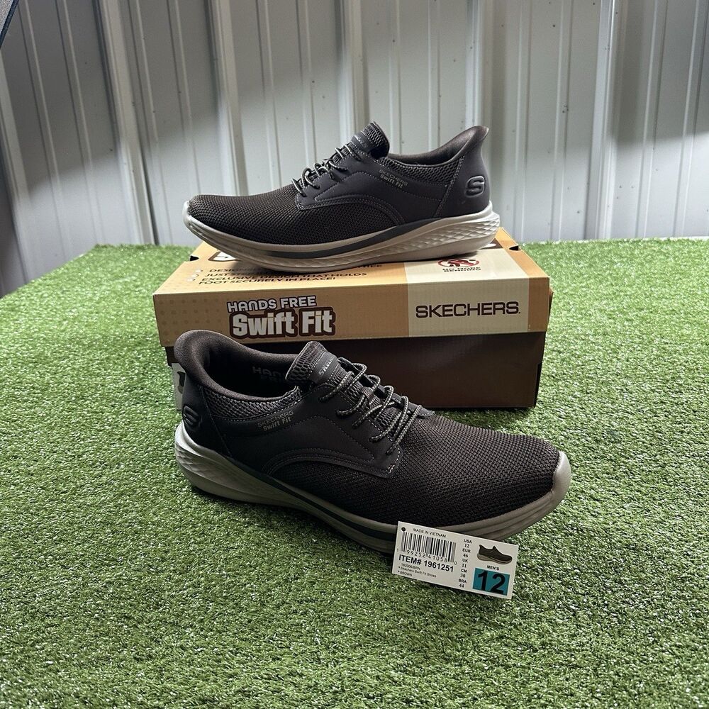 Skechers Hands Free Swift Fit Men's Size 12 Brown Shoes 196125 New W/ Box